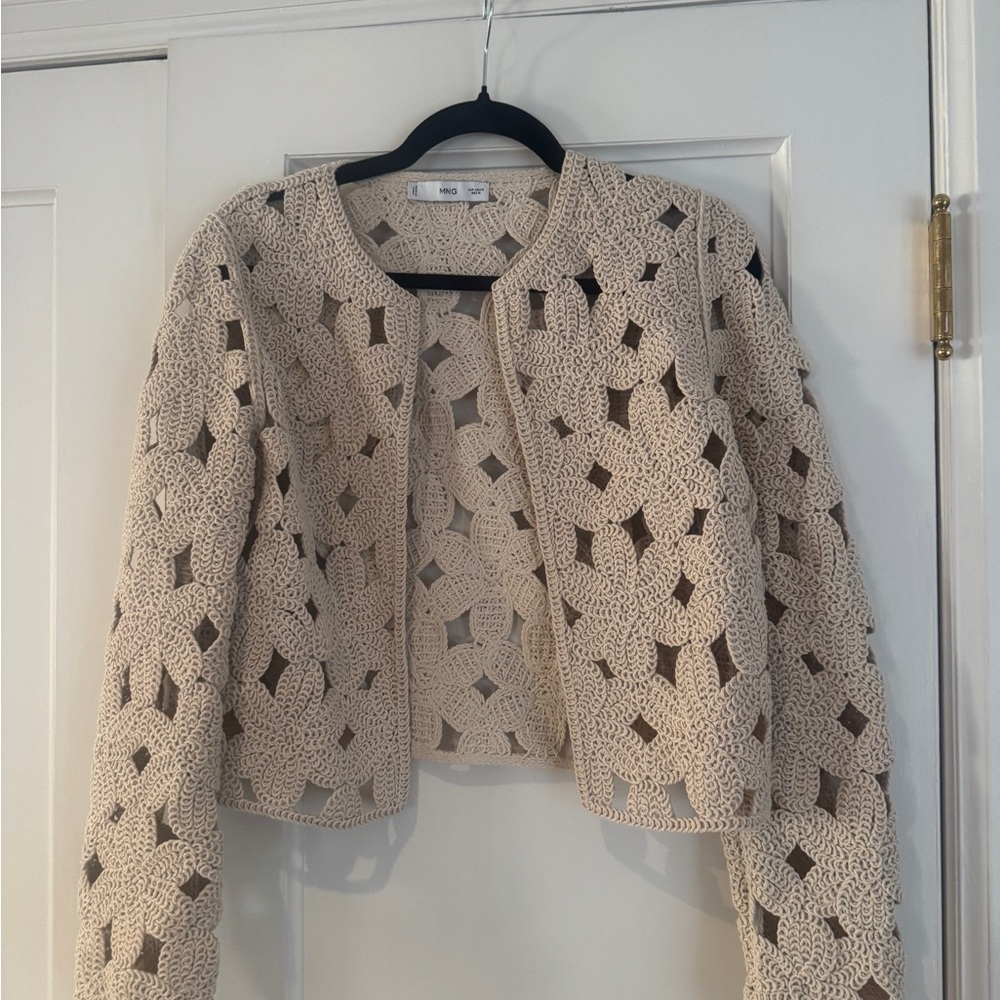 Mango Cream Crochet Women's Cardigan